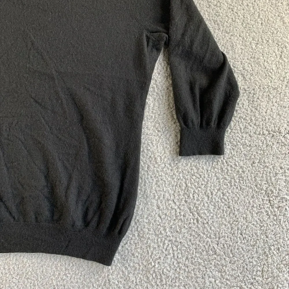 Talbots Sweater Womens Medium Black Pure Cashmere Pullover V Neck 3/4‎ Sleeve
